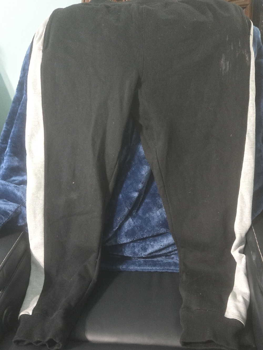 Champion Black Sweatpants with Gray Side Stripes